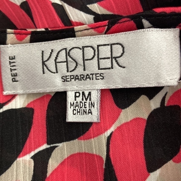 Kasper medium petite sleeveless blouse black pink tan - Picture 9 of 10